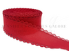 2.5", Linen Ribbon, Scalloped Edge Ribbon, RED, Lace Edge Ribbon, Hair Bow Ribbon, 1 YARD
