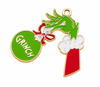 Christmas Charms, Enamel Charms, Grinch Charms, Small Charm Pendants, Necklace Charms, Charms for Bracelets, Holiday Charms, Wholesale Charms, 2PCS 