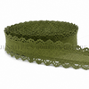 1.5", Linen Ribbon, Scalloped Edge Ribbon, OLIVE GREEN, Lace Edge Ribbon, Hair Bow Ribbon, 1 YARD 