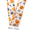 1.5", Halloween Ribbon, Sheer Ribbon, Embossing Edge, Moonstitch, Pumpkins, Bats, 4-1/2 - 5 YARD