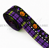 32mm(1-1/4''), Halloween Ribbon, SATIN, Center Moonstitch, Plaid, Pumpkin, Wholesale Ribbon, 4.5-5YDS