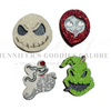 SMALL Wooden Embellishments, Christmas Laser-Cut Wooden Embellishments, Jack and Sally, Printed Wood, Glitter Wooden Embellishments, Wooden Characters, Hair Bow Centers, DIY Earrings, 4 PC SET