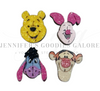 SMALL Wooden Embellishments, Winnie The Pooh, Laser-Cut Wooden Embellishments, Piglet, Eeyore, Tigger, Printed Wood, Glitter Wooden Embellishments, Wooden Characters, Hair Bow Centers, DIY Earrings, 4 PC SET