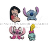 SMALL Wooden Embellishments, Lilo and Stitch, Laser-Cut Wooden Embellishments, Printed Wood, Glitter Embellishments, Wooden Characters, Hair Bow Centers, DIY Earrings, 4 PC SET
