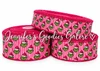 Christmas Ribbon, Moonstitch, Grinch Ribbon, Pink Stripes, Bright Pink Stitch, Hair Bow Ribbon, Wholesale Ribbon, PER YARD