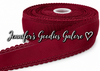 2.5", Scalloped Edge Ribbon, WINE, Eyelet Ribbon, Lace Edge Ribbon, Hollow Edge, Hair Bow Ribbon, 1 YARD 