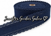 1.5", Scalloped Edge Ribbon, NAVY, Corduroy Ribbon, Eyelet Ribbon, Lace Edge Ribbon, Hollow Edge, Hair Bow Ribbon, 1 YARD