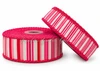 Moonstitch Ribbon, Holiday Ribbon, Valentine's Day Ribbon, Pink and Red Stripes Ribbon, Hot Pink Stitched Edge, Wholesale, PER YARD
