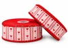 Moonstitch Ribbon, Holiday Ribbon, Valentine's Day Ribbon, Red Hearts, Pink Coquette Bows, Red Stitched Edge, Wholesale, PER YARD