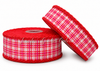 Moonstitch Ribbon, Holiday Ribbon, Valentine's Day Ribbon, Plaid Ribbon, Gingham, Red Stitched Edge, Wholesale, PER YARD 