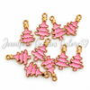 1.2", Christmas Charms, Enamel, Pink Christmas Tree Charms, Small Charm Pendants, Necklace Charms, Charms for Bracelets, Holiday Charms, Wholesale Charms, 2PCS