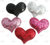 40*30mm, Sequin Felts, Padded Sequin Felts, Heart Felts, Pink Heart Appliques, Red Heart Felts, Hot Pink Hearts, Valentine Felts, Wholesale Felts, 5PCS