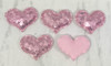 40*30mm, Sequin Felts, Padded Sequin Felts, Heart Felts, Pink Heart Appliques, Red Heart Felts, Hot Pink Hearts, Valentine Felts, Wholesale Felts, 5PCS