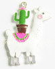 45*36mm, Llama with Cactus Pendant, Enamel Pendant, Llama Pendant, Cactus Pendant, Animal Pendant, Chunky Necklace Beads, Wholesale Pendants (843)