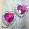 26mm, Rhinestone Flatback Hearts, Hot Pink, Rhinestone Hearts, Heart Buttons, Heart Embellishments, Valentine's Hearts, 1PC