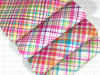 20x34cm (7.8" x 13.4"), Spring Plaid Synthetic Leather, Tartan Fabric Sheet, US Designer, Spring Leather Fabric, Easter Fabric, Jelly Fabric Sheets,  Stripes Faux Leather, DIY Hair Bows, 1 Sheet (172)