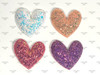 2", Chunky Glitter Felts, Padded Sequin Felts, Heart Felts, Pink Heart Appliques, White Heart Felts, Hot Pink Hearts, Valentine Felts, Wholesale Felts, 5PCS