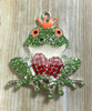 44*40mm, Frog Rhinestone Pendant, Valentine's Day Pendant, Prince, Frog, Chunky Necklace Pendant, Heart, Valentine's Necklace, Frog Necklace (384)