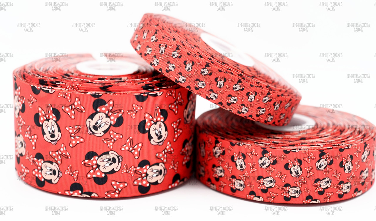 Minnie Mouse Ribbon Character Ribbon Red Ribbon Mouse Ribbon Lanyard Ribbon Hair Bow Ribbon Wholesale Ribbon Per Yard Jennifer S Goodies Galore