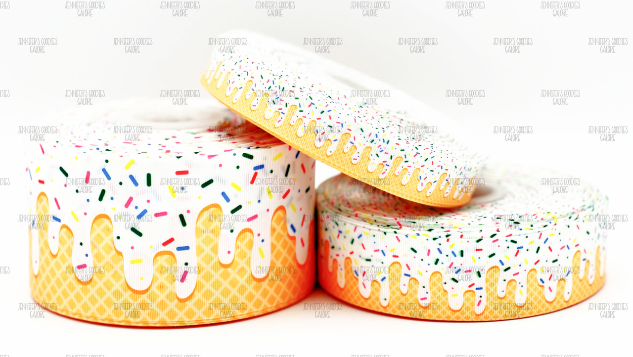 3/8 Ice Cream Confetti Grosgrain Printed Ribbon