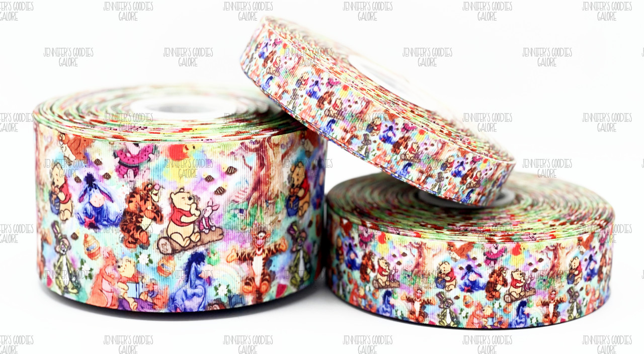 Winnie the Pooh Ribbon, US Designer Ribbon, Baby Pooh, Piglet, Tigger,  Eeyore, Rabbit, Disney Ribbon, Hair Bow Ribbon, Wholesale Ribbon, PER YARD