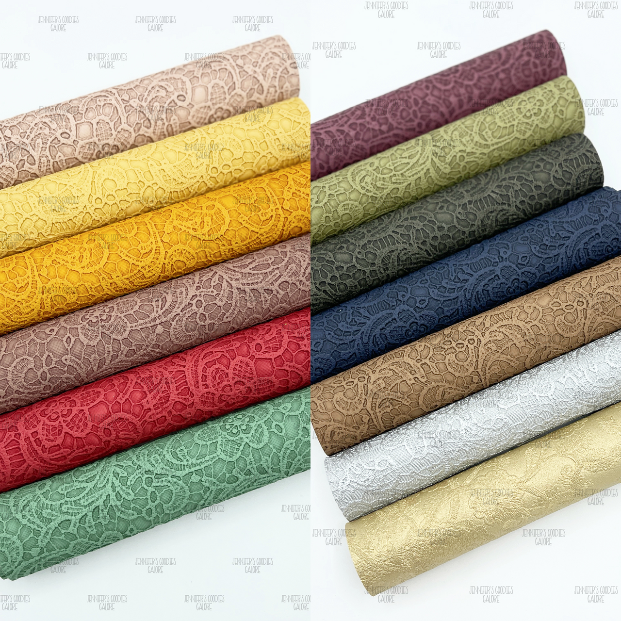 Glitter Plaids Embossed Synthetic Leather Fabric Sheets for Bows