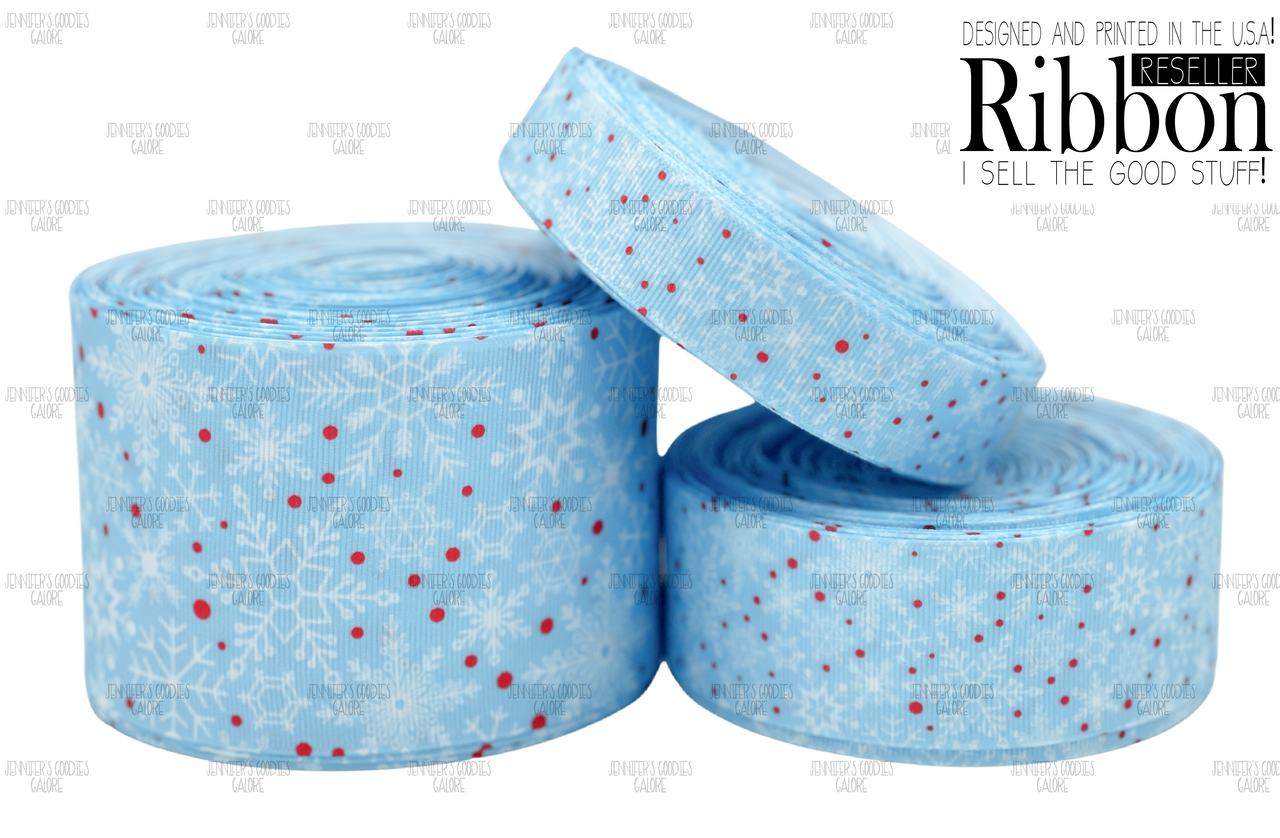 3, Snowflake Ribbon, US Designer Ribbon, Blue Snowflakes, Christmas  Ribbon, Winter Ribbon, Snowflake Hair Bows, Cheer Bow Ribbon, Wholesale  Ribbon