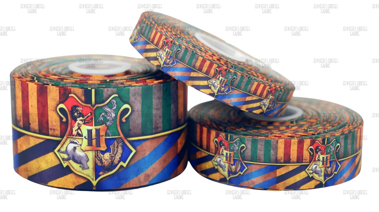 Harry Potter Movie Houses 1 Wide Repeat Ribbon Sold in Yards - USA SELLER