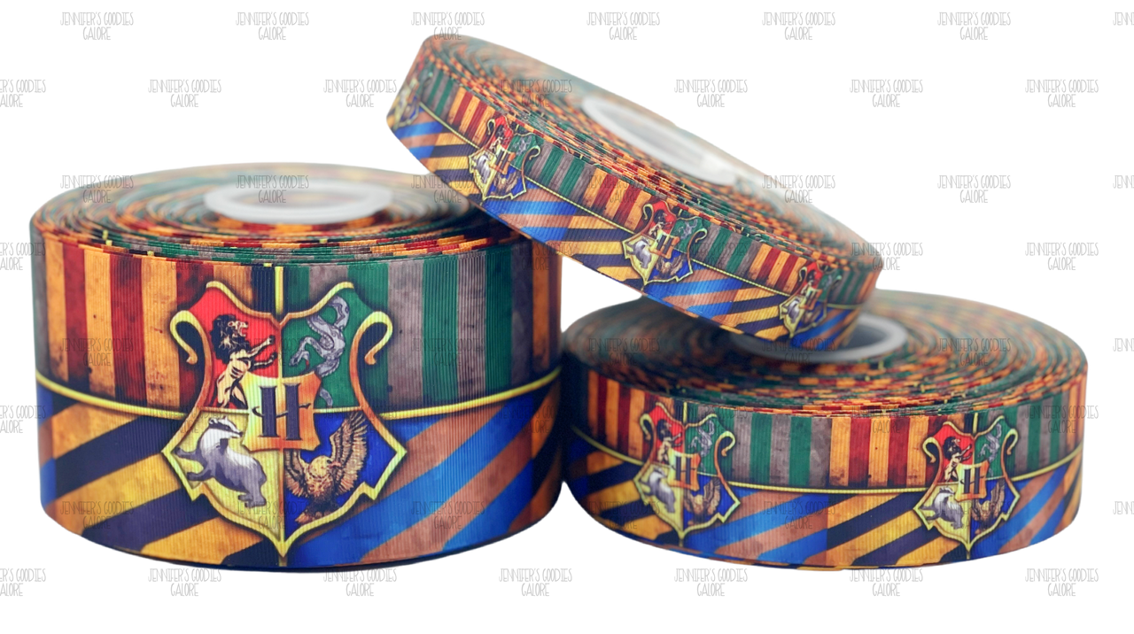 Harry Potter Movie Houses 1 Wide Repeat Ribbon Sold in Yards - USA SELLER