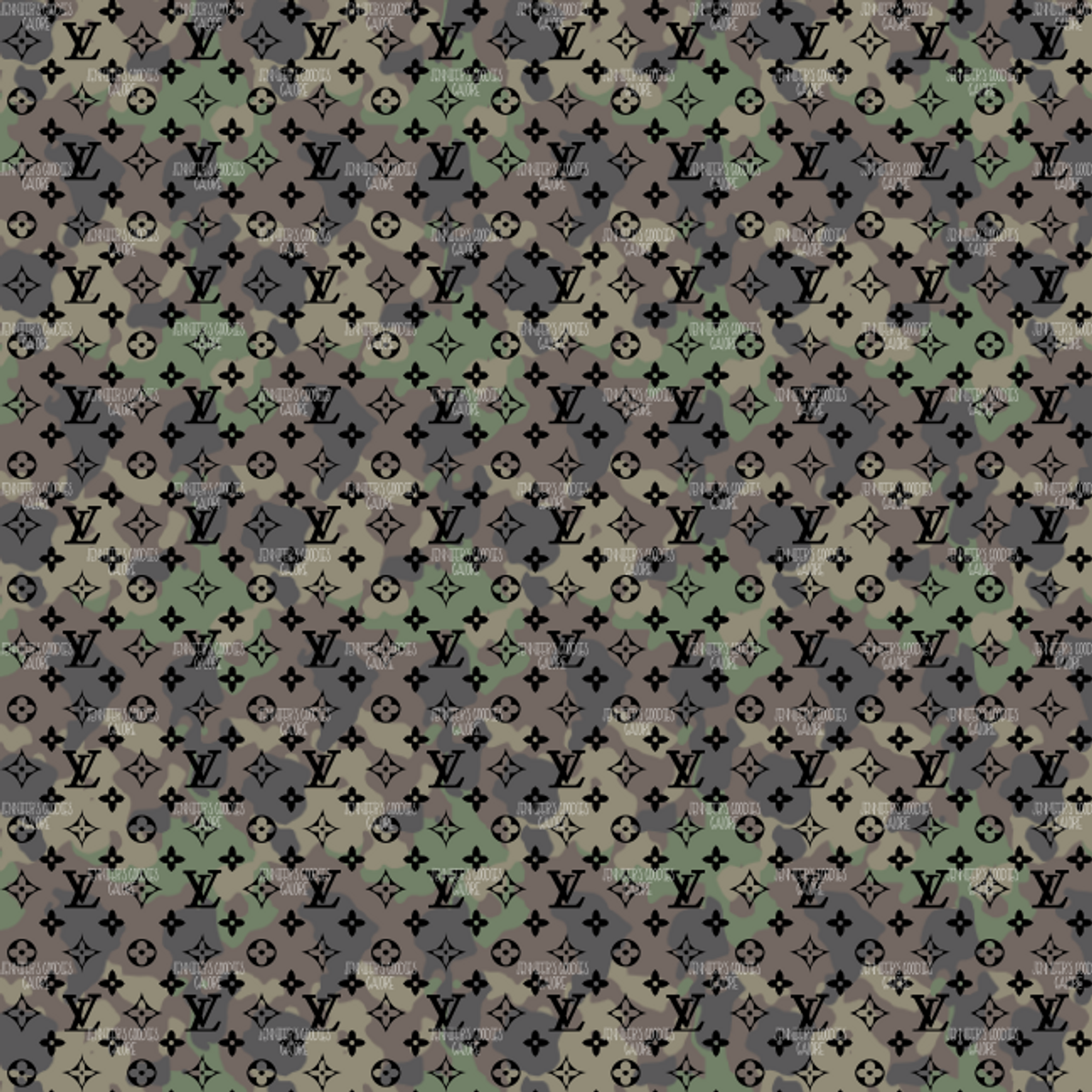 8x11, LV Synthetic Leather, Custom Leather Sheets, Camo LV