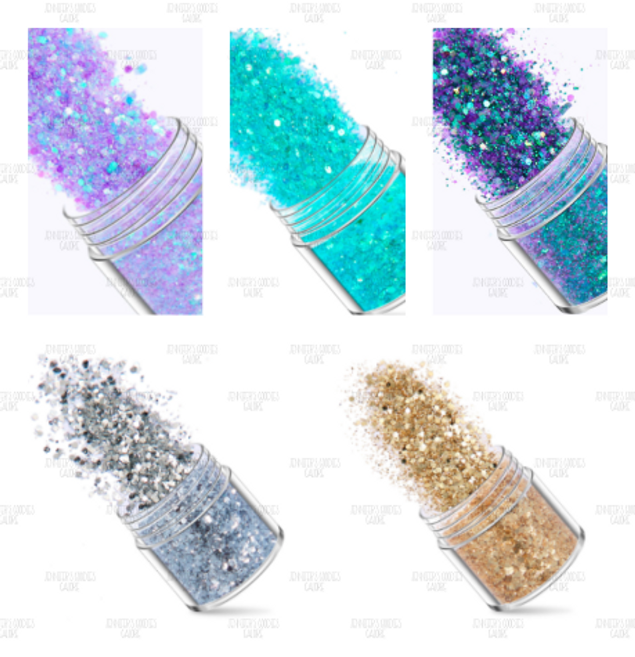 50gm (1.76oz), Holographic Glitter, Confetti Loose Glitter, POWDER PUFF  Iridescent Glitter for Nail Art & Tumblers, Hexagon Glitter, Loose Glitter,  Chunky/Fine MIX Glitter, 1 BAG (8) - Jennifer's Goodies Galore