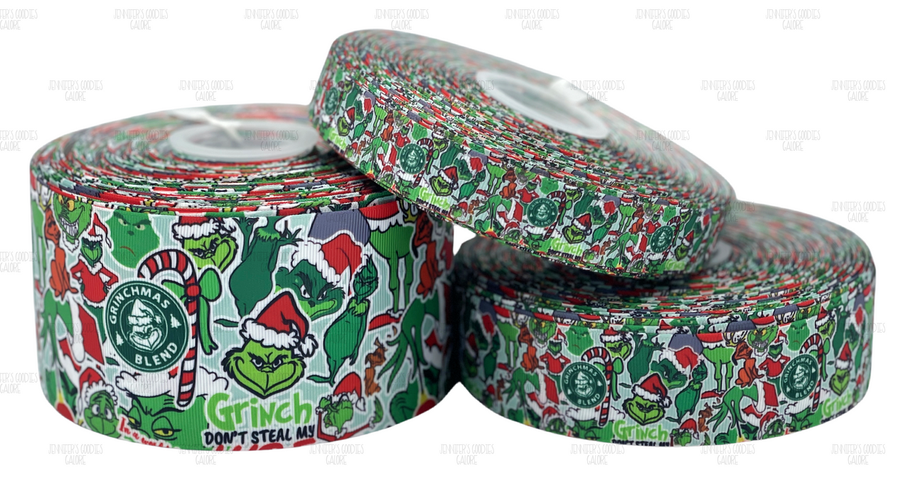 Christmas Ribbon, The Grinch Ribbon, Grinch Collage Ribbon, Holiday Ribbon,  Hair Bow Ribbon, Wholesale Ribbon, PER YARD