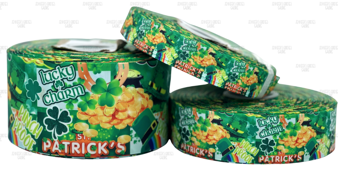 St. Patrick's Day Ribbon, Shamrocks, Clovers, Pot of Gold, Pinch Proof
