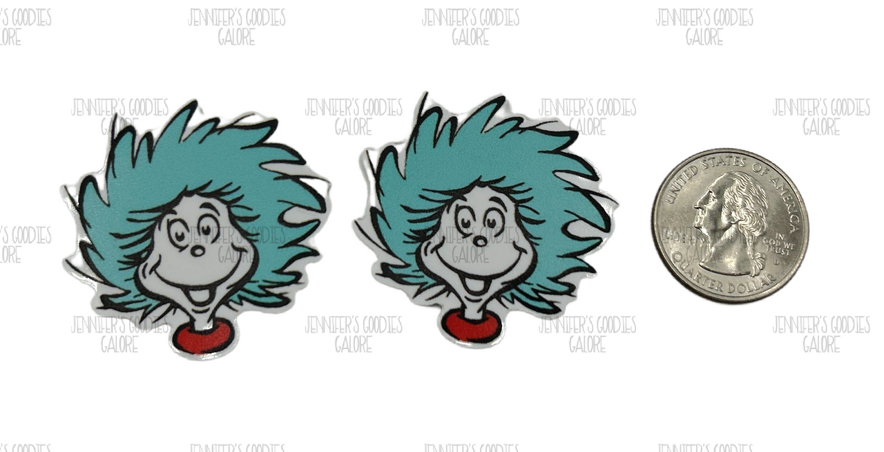 40mm, Thing 1 Resins, Planar Resins, Dr Suess Planar Resins, Story Book  Resins, School Resins, Badge Reel Resins, Flat Back Resins, Hair Bow  Centers