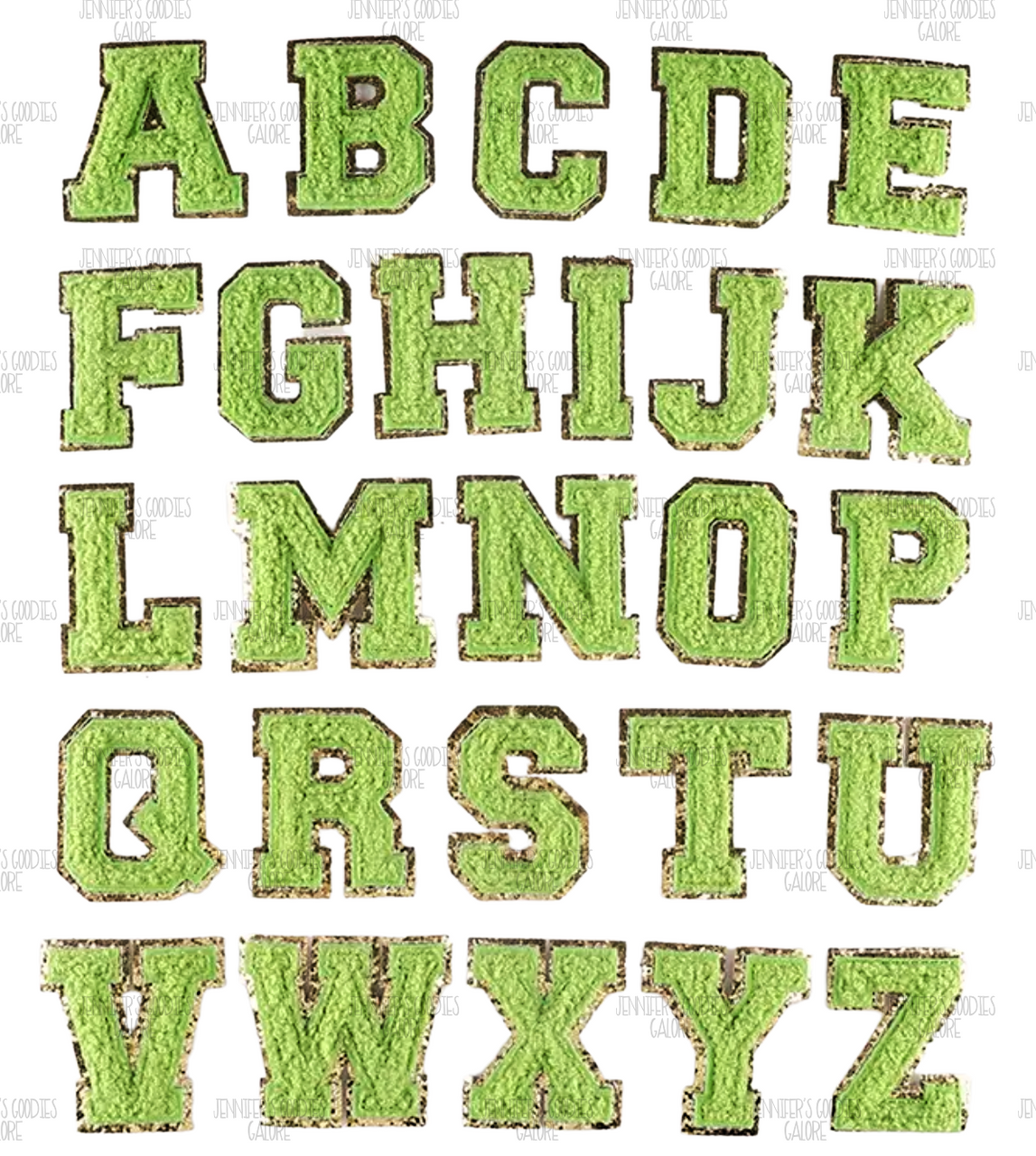 5.5cm, Self-Adhesive Iron On Letters: Chenille Patches, Varsity Letters,  Gold Glitter, GREEN Letter Patches Stickers for Clothing, Jackets,  Backpacks, Hats Repair & Alphabet Embroidered Applique Preppy Patch, 1  PIECE - Jennifer's Goodies