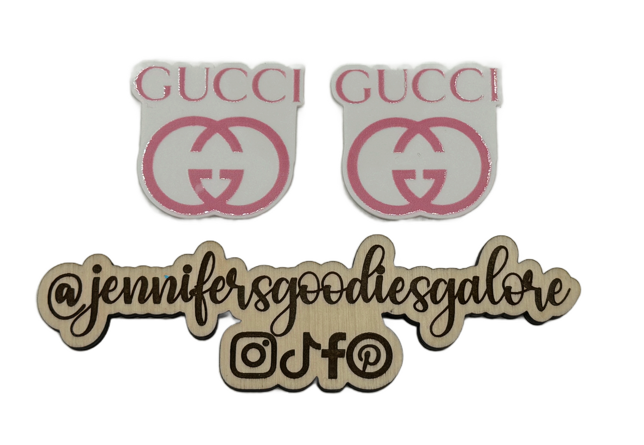 40mm, Gucci Resins, Pink Logo, Designer Logo Resins, Planar resins