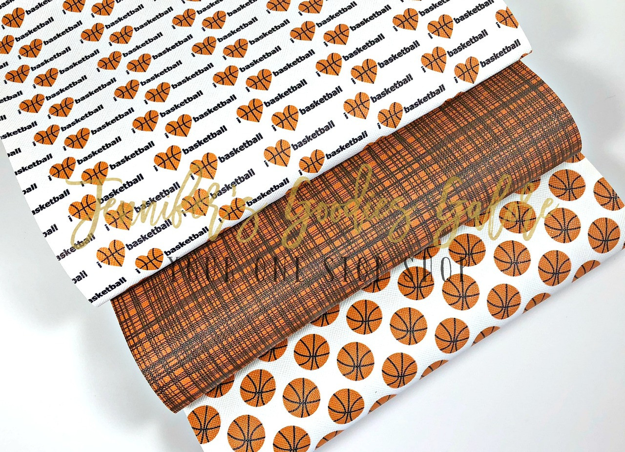 Basketball Pattern Faux Leather Sheet/printed Faux Leather for