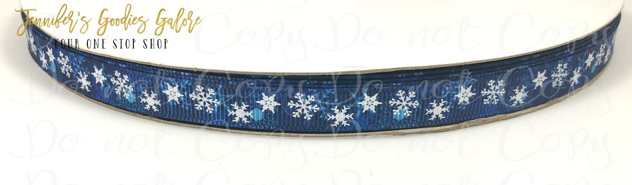 3/8, Snowflake Ribbon, US Designer Ribbon, Blue Snowflakes, Christmas  Ribbon, Winter Ribbon, Snowflake Hair Bows, Skinny Ribbon, Wholesale  Ribbon