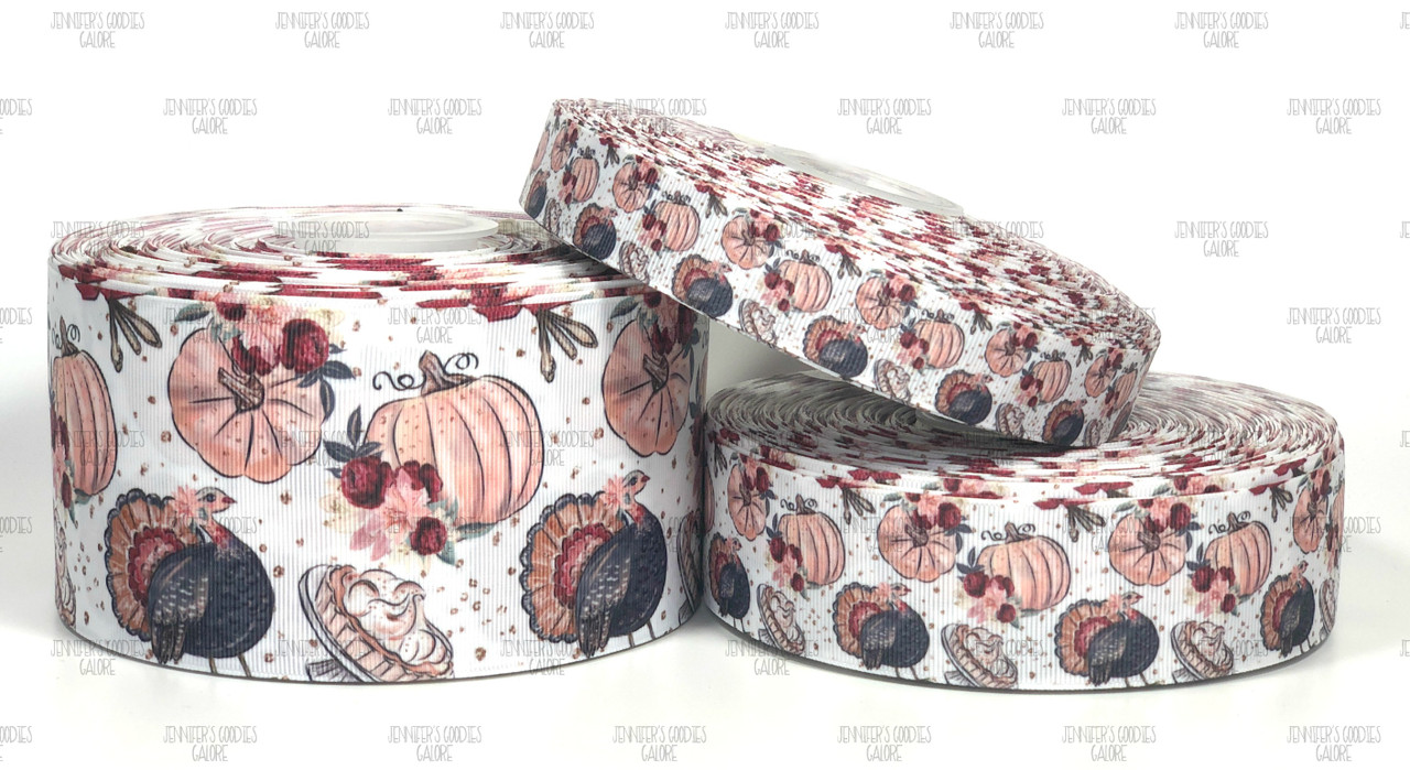 Turkey Ribbon, Floral Ribbon, Pumpkin Ribbon, Thanksgiving Ribbon, Fall ...