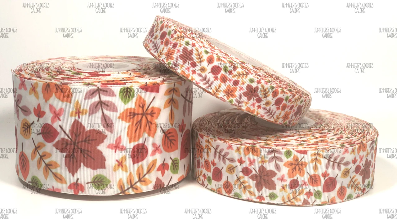 Fall Holiday Ribbon Fall Ribbon, Leaf Ribbon, Autumn Leaves, Holiday Ribbon, Hair Bow ...