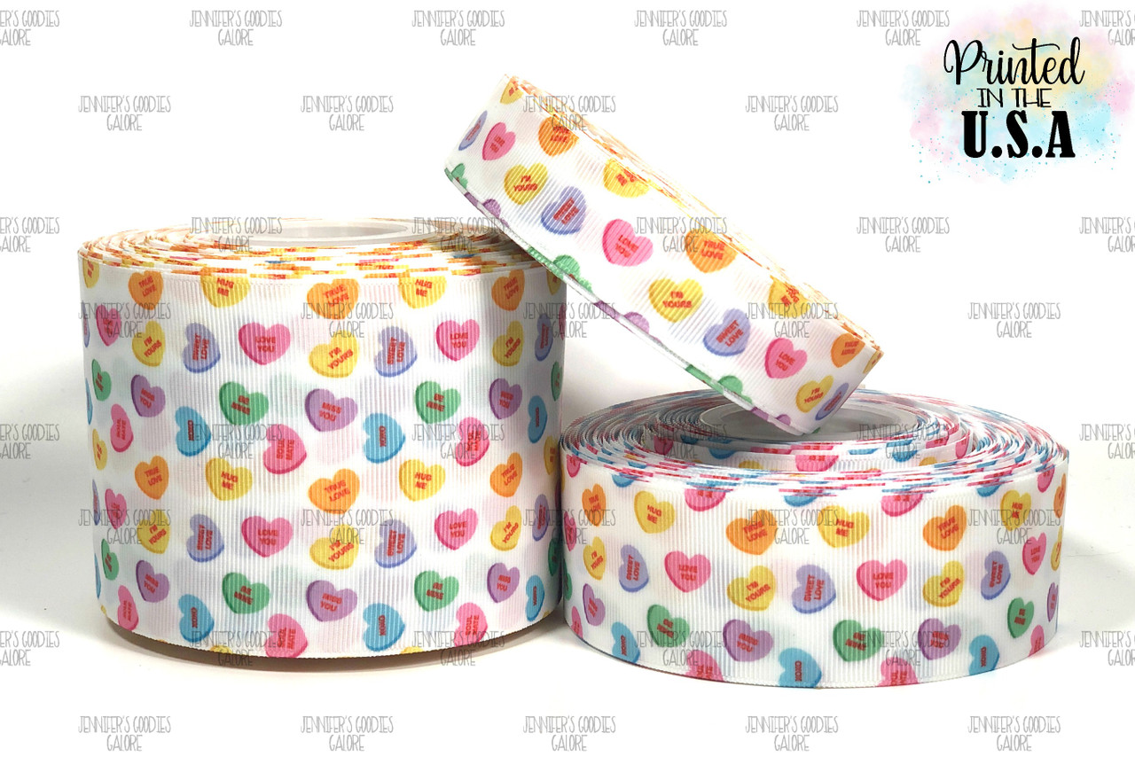 Conversation Hearts Ribbon, US Designer Ribbon, Valentine Ribbon, Heart