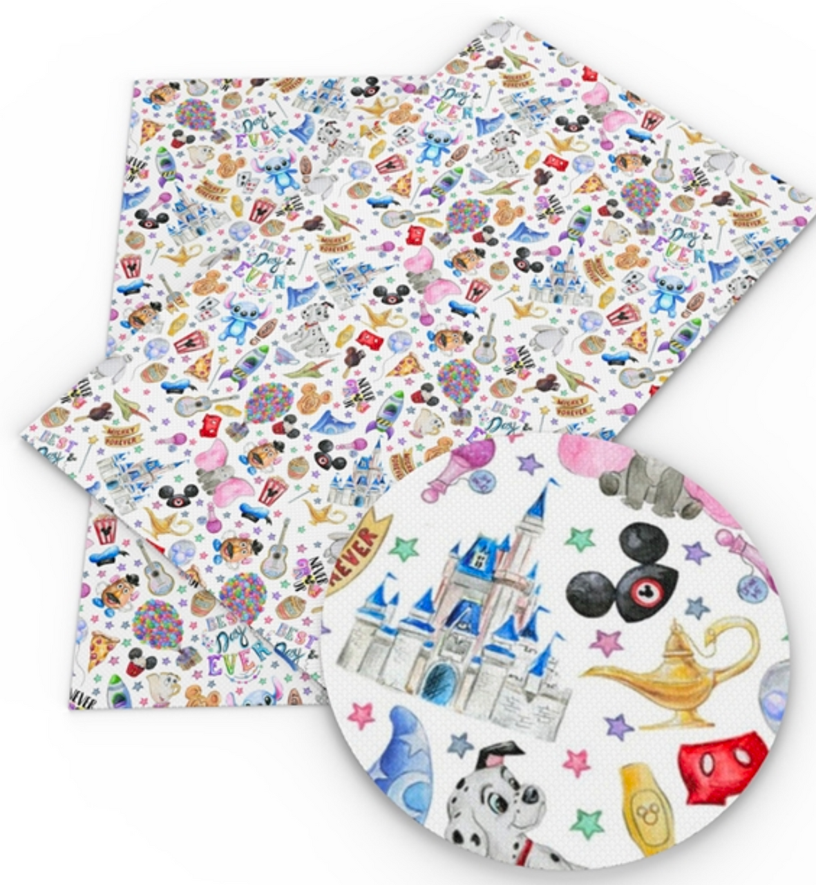 Mixed Lot of 6 Disney Cricut Faux Leather Vinyl Sheets Sizes 13 1/4 x 7  3/4”