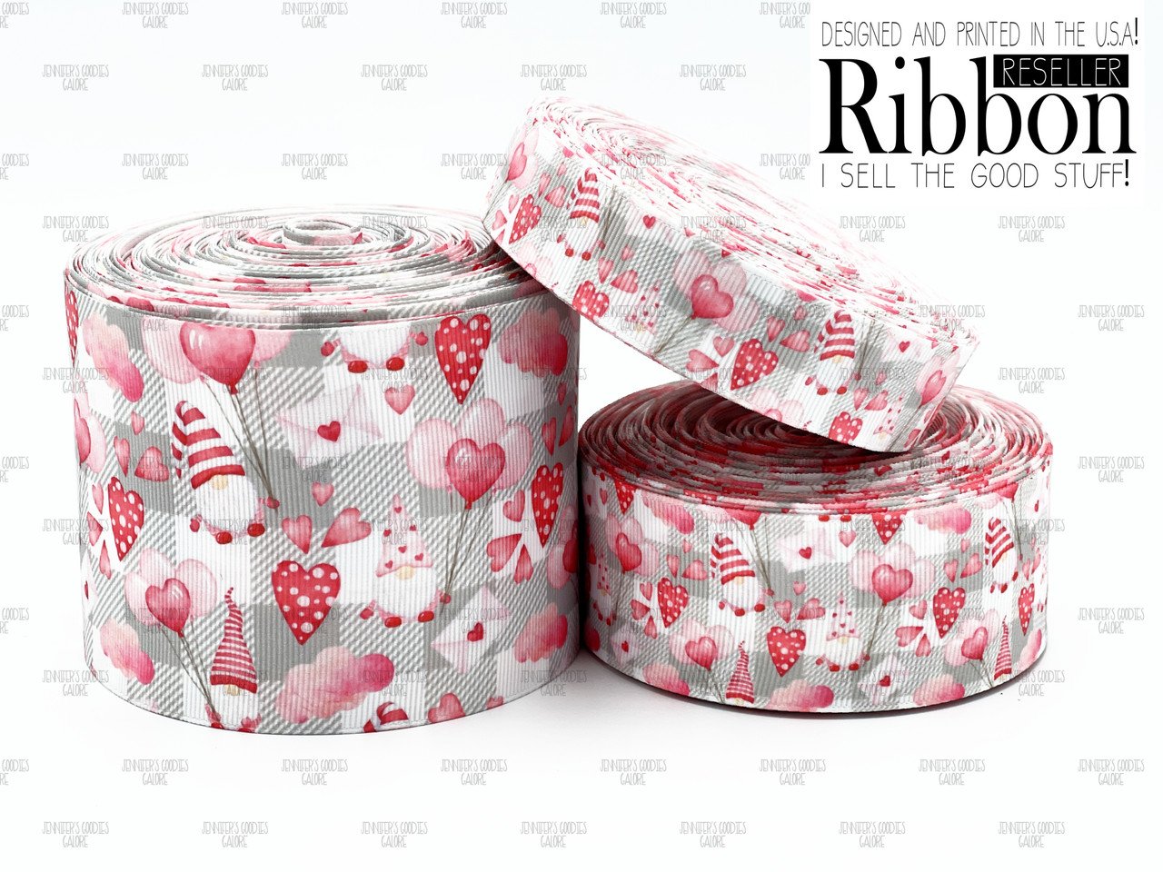 Valentine Ribbon, US Designer Ribbon, Gnome Ribbon, Valentine Gnomes, Hair  Bow Ribbon, Wholesale Ribbon, PER YARD