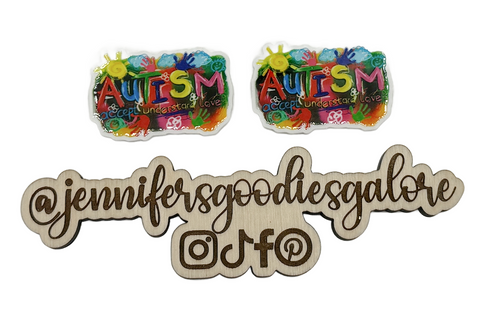 40mm, Autism Awareness Resins, Planar Resins, Accept, Understand, Love Planar Resins, Puzzle Pieces Resins, Rainbow Resins, Flat Back Resins, Hair Bow Centers, Cabochons, Wholesale Resins, 2PCS (2706)