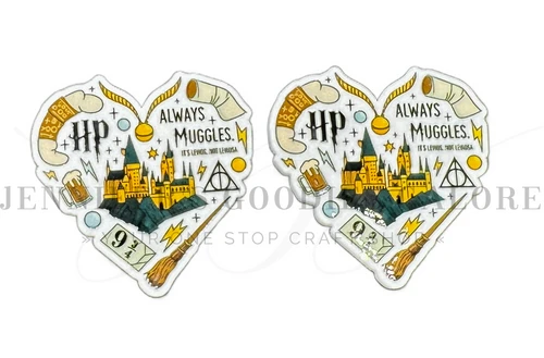 40mm, Harry Potter Resins, Planar Resins, Custom Resins, HP symbols Resins, Muggles, Cabochons, Embellishments, Hair Bow Centers, Wholesale Resins, 2PC (3042)