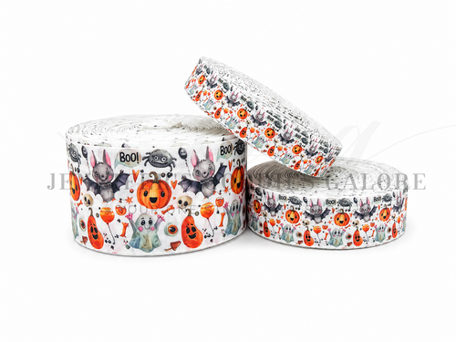 Halloween Ribbon, Bat Ribbon, Pumpkin Ribbon, BOO Ribbon, Spider Ribbon, Holiday Ribbon, Lanyard Ribbon, Hair Bow Ribbon, Wholesale Ribbon, PER YARD
