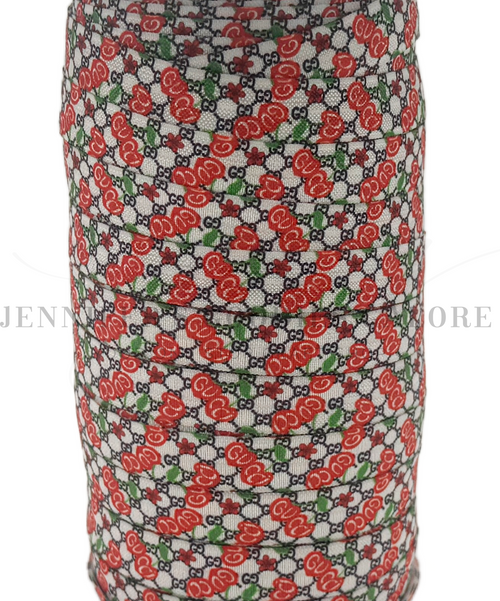 5/8", Gucci FOE, Custom Printed Elastic, Designer Name Elastic, Gucci Logo FOE, FOE, Fold Over Elastic, DIY Hair Ties, Elastic Hair Ties, Wholesale Elastic, 3 YARDS(62)