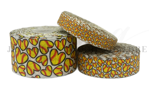 Softball Ribbon, Sports Ribbon, Heart Ribbon, Softball Stitches Ribbon, Lanyard Ribbon, Lanyard Ribbon, Wholesale Ribbon, PER YARD
