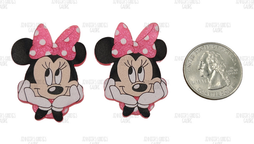 40x30mm, Minnie Mouse Resins, Pink Glitter Resins, Acrylic Resins, Cartoon Resins, Planar Resins, Badge Reel Resins, Hair Bow Centers, Embellishments, Wholesale Resins, 2PCS (2305)
