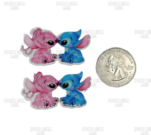 Stitch Resins, Angel Resins, Lilo and Stitch Resins, Planar Resins, Disney Resins, Embellishments, Badge Reel Resins, Hair Bow Centers, Cabochons, Wholesale Resins, 2PCS (2387)